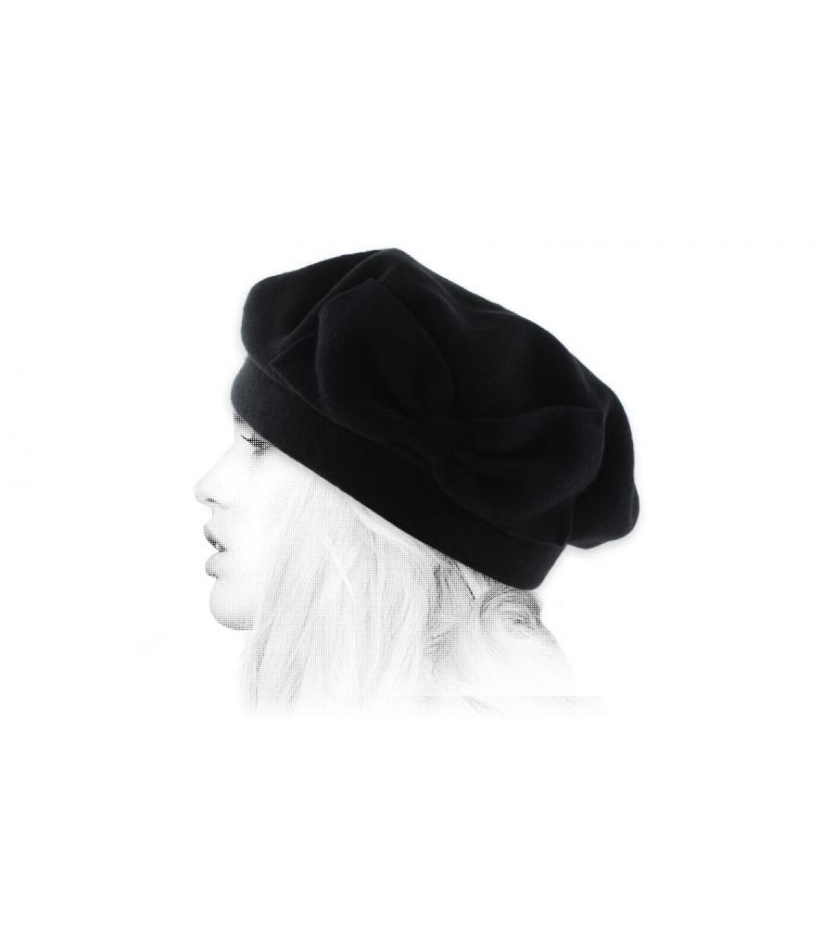 Barett schwarz Schleife Laulhère Coco noir noir Barett schwarz Schleife Laulhère Coco noir noir